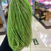 天然橄榄石半成品长链圆形切角度散珠2-3mmDIY串珠搭配设计厂家批