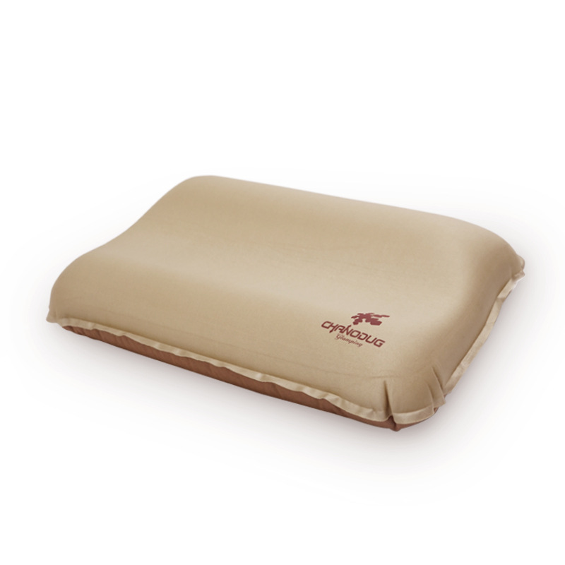 Camping viaje portátil fácil almacenamiento almohada inflable automática al aire libre 3D almohada cómoda almohada de queso de algodón de espalda elástica alta
