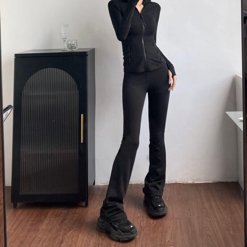 Lulu Original Groove Flared Pants High-Waisted Butt-Lifting Yoga Pilates Slimming Naked-Feel Sports Fitness Wide-Leg Pants