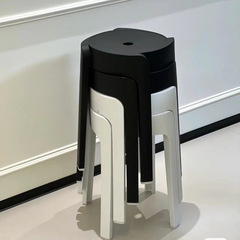 加厚塑料凳子家用圆凳现代简约高脚凳客厅可叠放可叠摞餐桌高椅子
