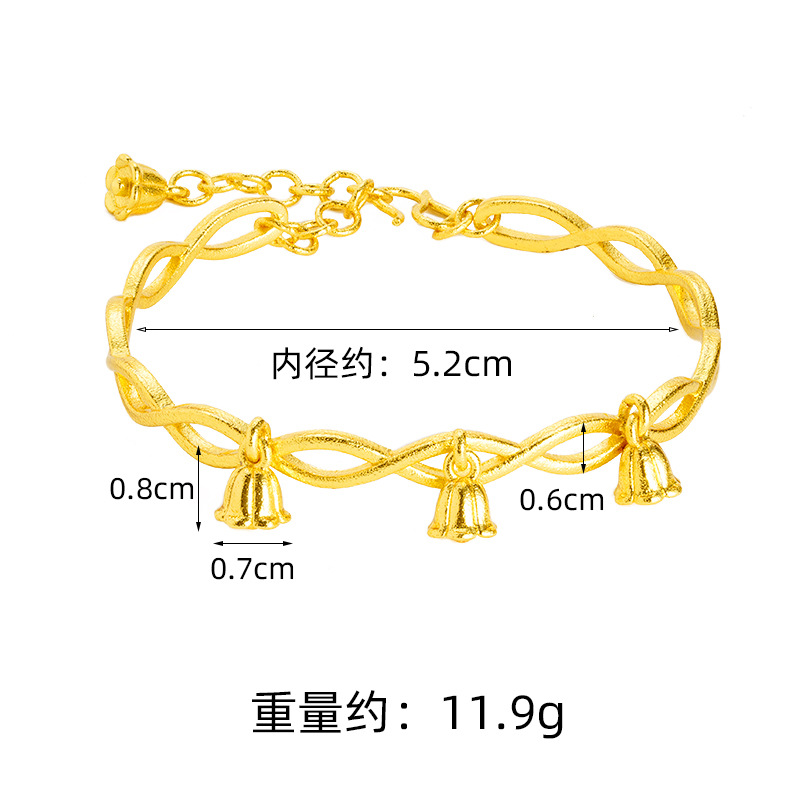 Brazalete de campanas de orquídeas de oro de Vietnam, mujer, alta sensación de lujo ligero, joyería temperamento, nuevos productos transfronterizos al por mayor