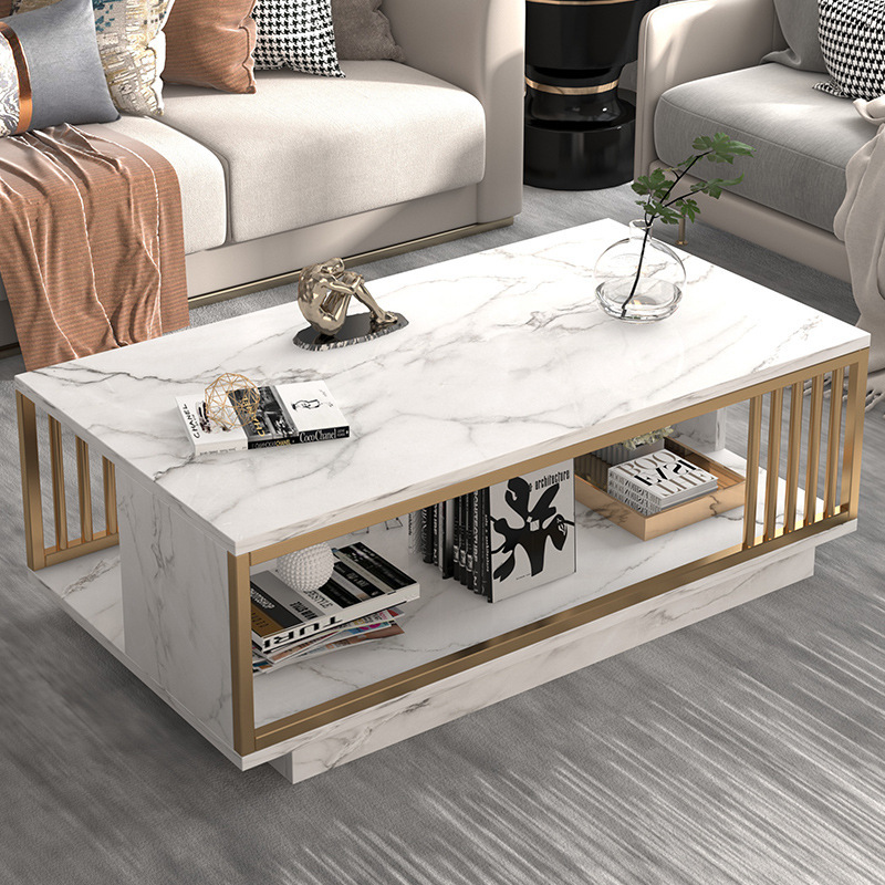 Mesa de café sala de estar piso pequeño apartamento casa moderna Luz de lujo Oficina mesa de té casa de alquiler minimalista mesa rectangular