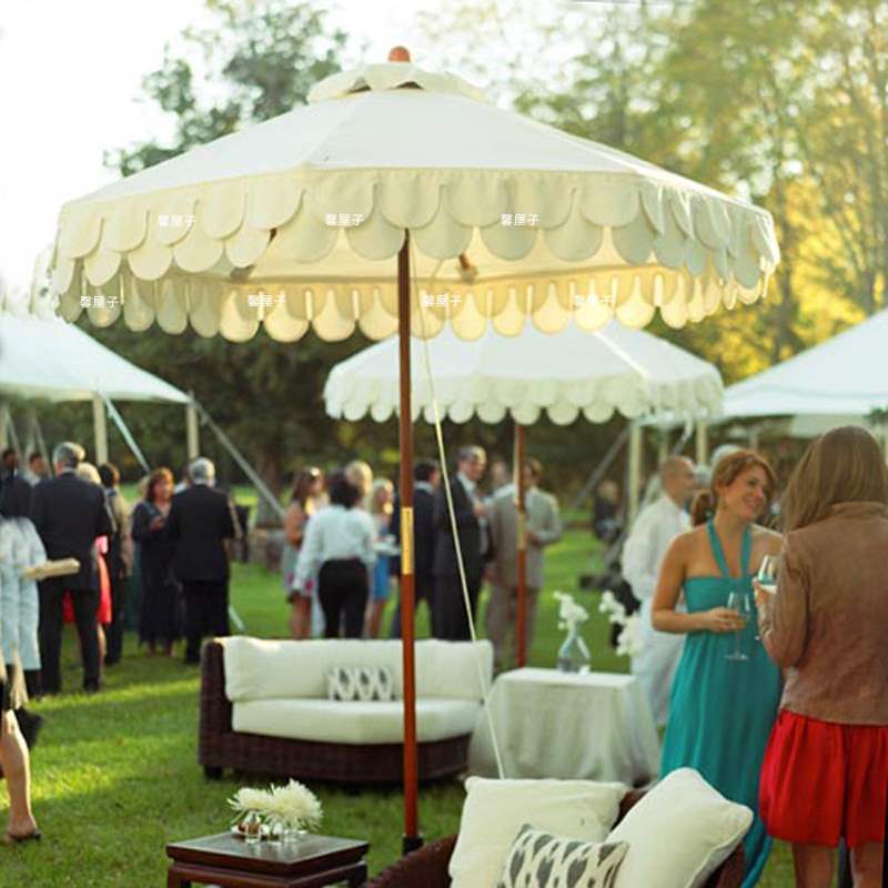 Outdoor Parasol Sun Umbrella Courtyard Umbrella French Wedding Compact Villa Outdoor Balcony Garden Portable Tassel Umbrella