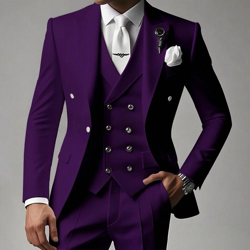 AliExpress Amazon Men's Three-Piece Suit New Niche Solid Color Slim Fit Business Meeting High-End Suit AliExpress Amazon Men's Three-Piece Suit New Niche Solid Color Slim Fit Business Meeting High-End Suit