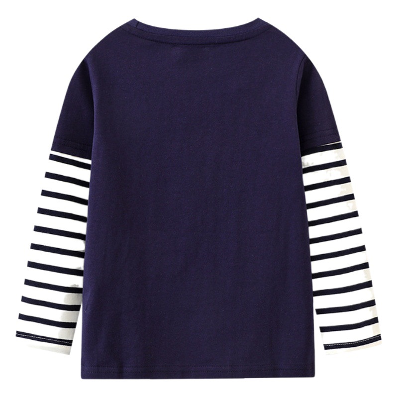 Camisetas para niños europeos y americanos, nuevos modelos de primavera y otoño, ropa para niños pequeños, camisetas de manga larga de algodón tejido para niños, venta al por mayor y dropshipping para niños.