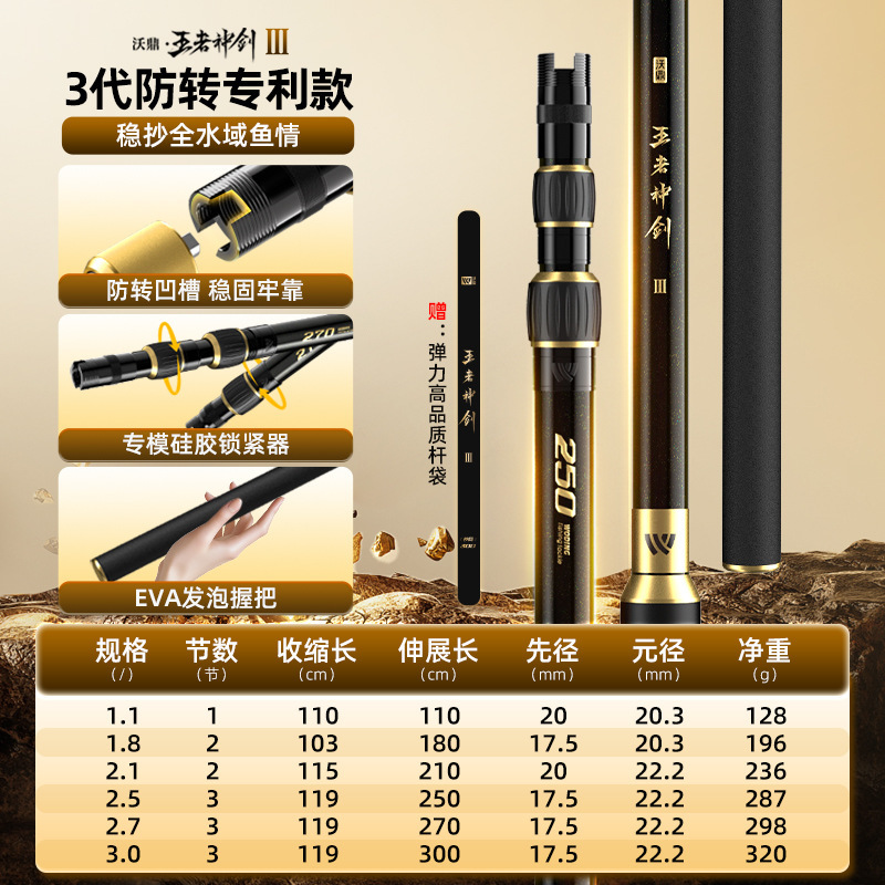 沃鼎王者神剑三代真防转抄网黑坑专用超硬超轻碳素捞鱼大物抄网|undefined