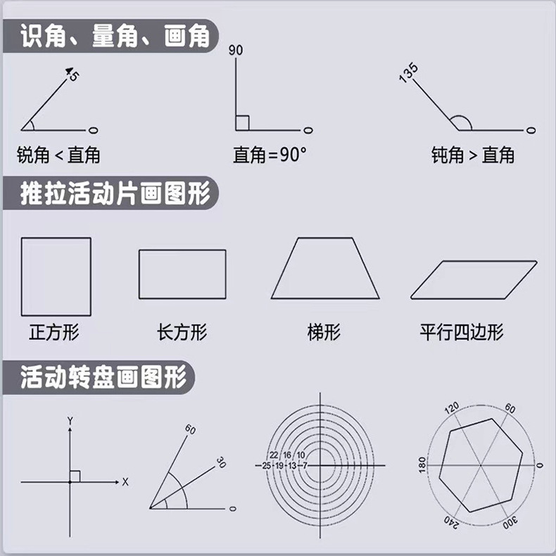 数学教学同步便捷透明量角器