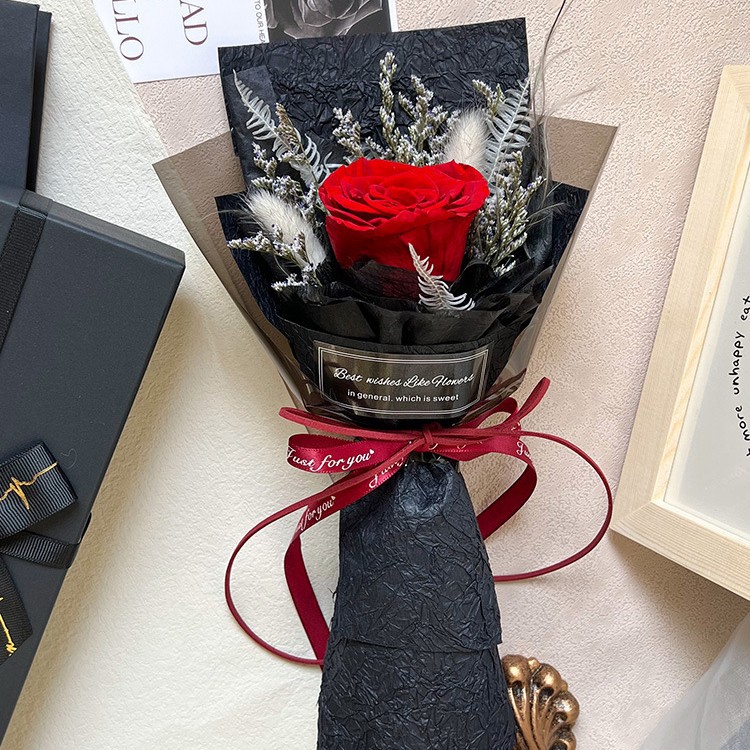 Día de San Valentín flores eternas rosas con una caja de regalo para mamá novia creativa alta sensación de regalo de flores eternas