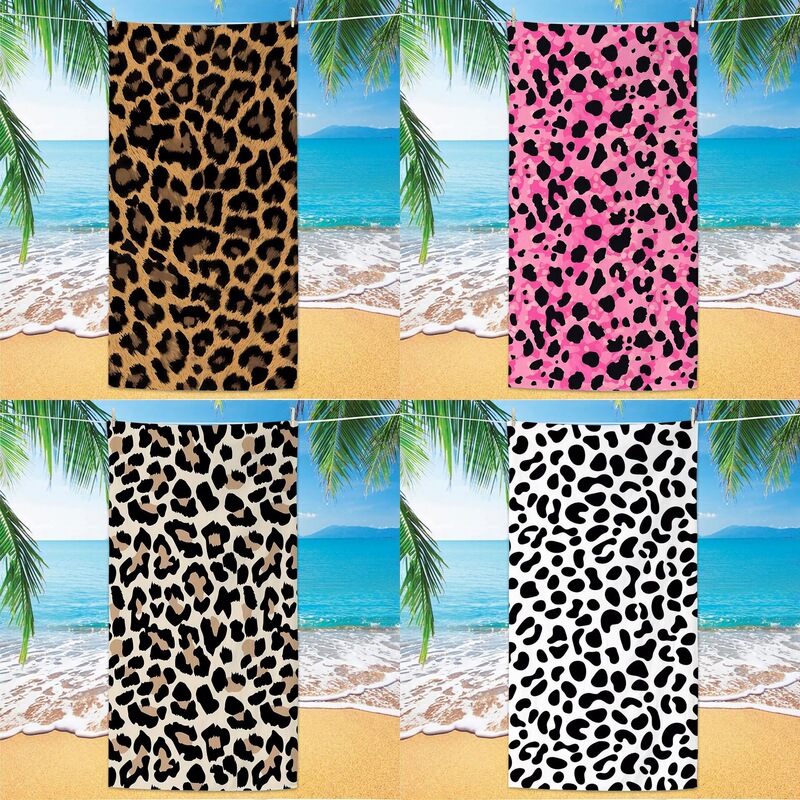 Foreign Trade Cross-Border Beach Towel European and American Style Leopard Print Simple Trendy Towel Adult Swimming Beach Towel