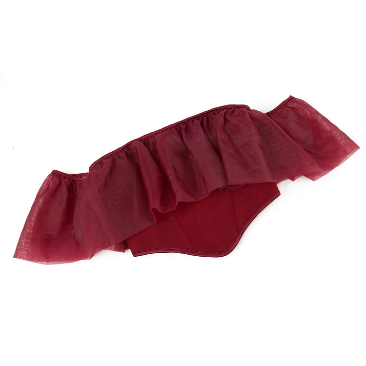 Nuevo corset damas tórax cocinado tórax sexy malla manga hombro plástico top temu suministro transfronterizo