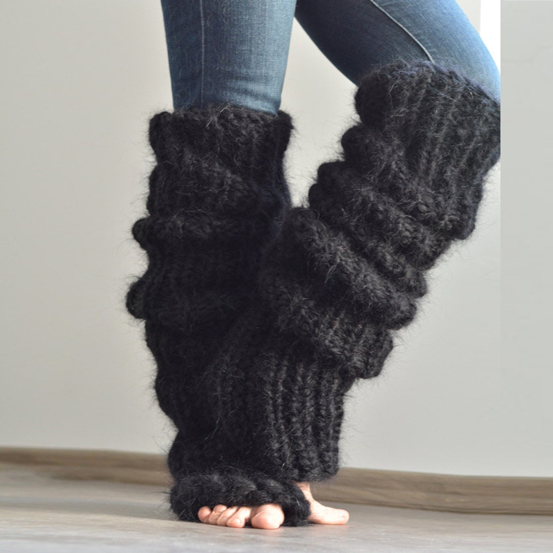Chaussettes à poils longs en mohair pour femmes, chaussettes à poils tricotés décontractées à la mode_voghion.com