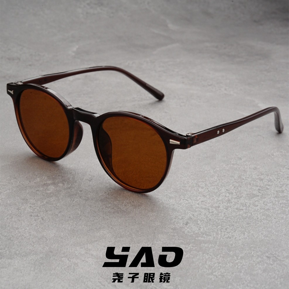 韓国版超軽量サングラス丸枠紫外線防止サングラスレトロなファッション個性日韓系丸枠近視メガネ