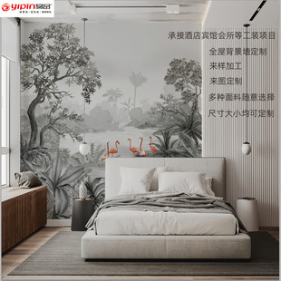 Whole House American Pastoral Plant Tropical Rainforest Living Room Tv Background Wall Cloth Seamless Mural Wall Cloth Customization
