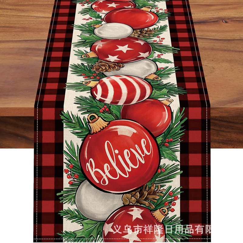 クロスボーダー爆発クリスマステーブル旗キッチンパーティーテーブルクリスマスツリー花輪雪だるま鈴サンタクローステーブル旗|undefined