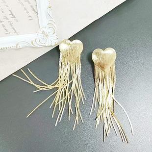 S925 Silver Pin Earrings Wholesale Cross-border European and American Love Tassel Ear Jewelry Exaggerated Temperament Women's All-match Earrings
