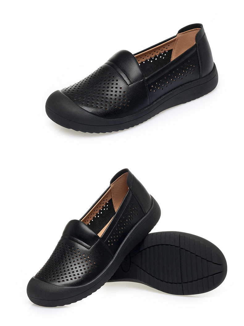 Sandal nữ da bò thật mũi kín đế mềm thoáng khí — màu be chi tiết 16