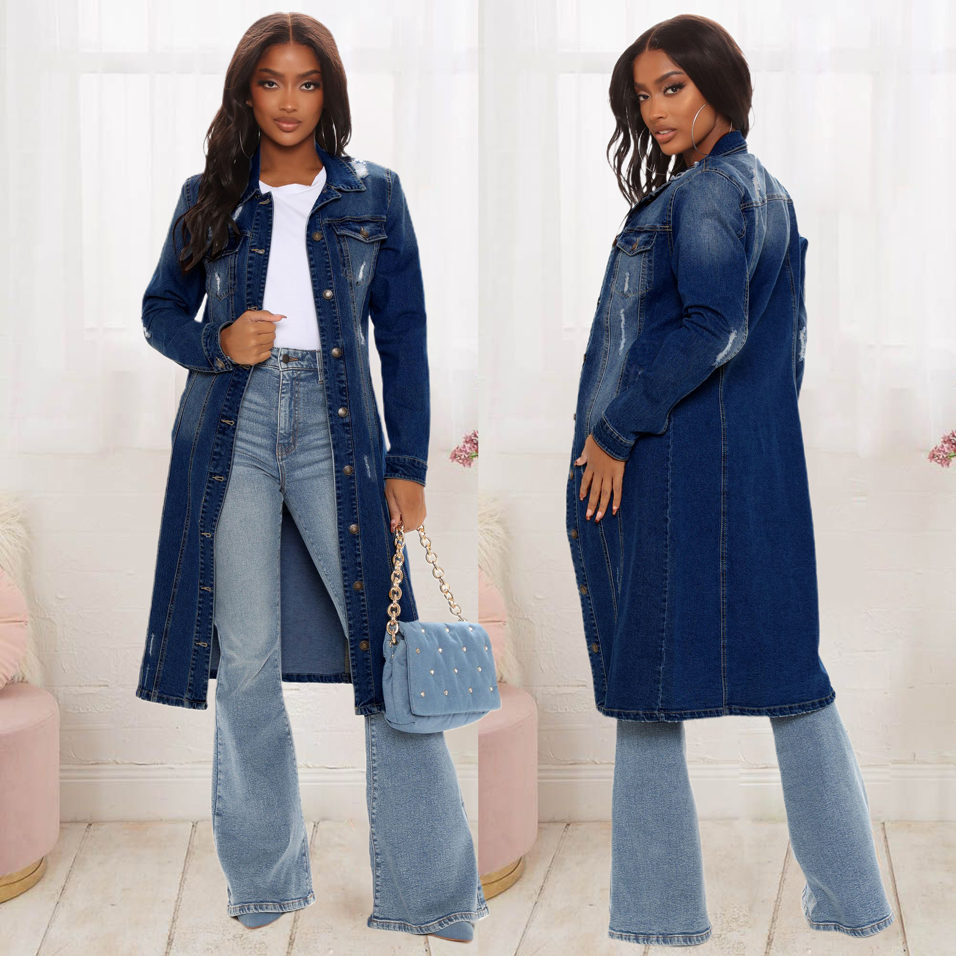 Women's Denim Jacket Retro Style Spring Windbreaker For Women_voghion.com