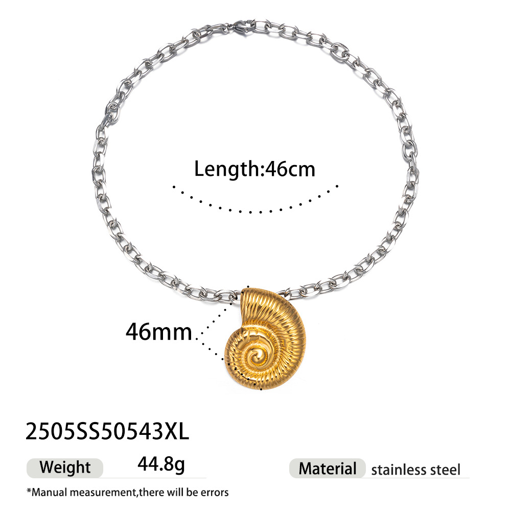 Tena collar de acero inoxidable europeo y americano, cadena femenina que no se desvanece, cadena cubana, concha, estrella de mar, collar de sol, tendencia salvaje