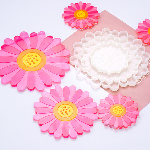 Silicone mold diy flower drip glue tea tray coaster mirror sunflower petals fruit plate tray silicone abrasive tool