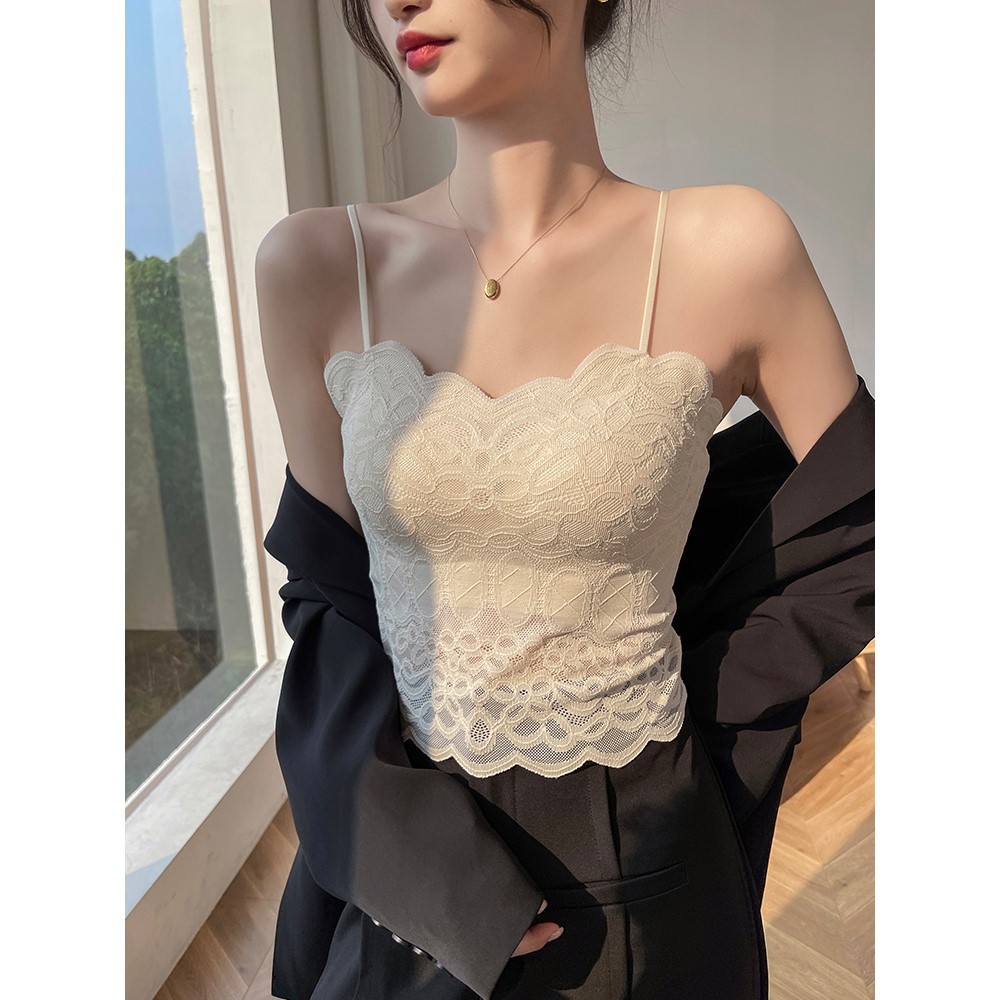 새로운 올 매치 레이스 카미솔 여자 내여름 속옷, 가슴 패드 뷰티 백 속옷 튜브 탑 아우터 어깨 스트랩