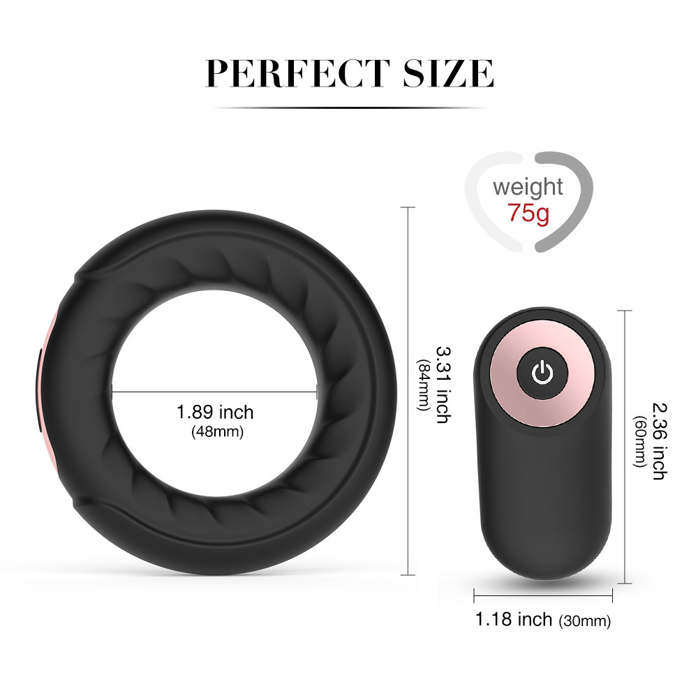 Rechargeable Remote-Control Vibrating Ring with 10 Frequencies, Silicone Cock Ring and Prostate Massager — detail image 7