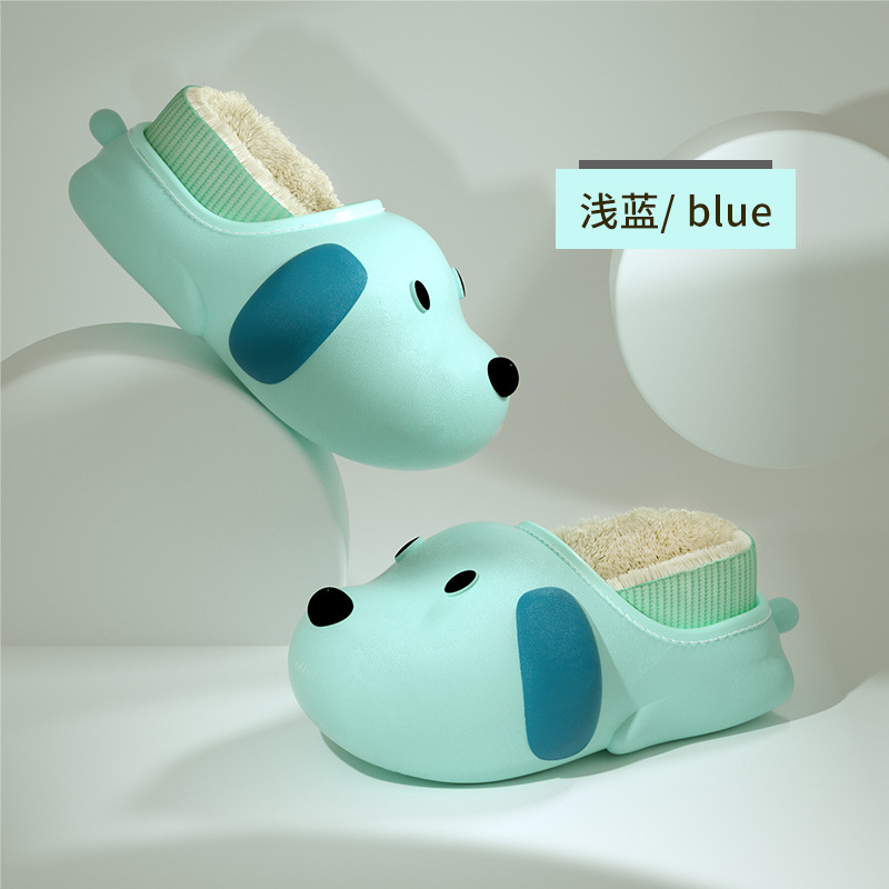 Zapatillas de algodón para niños, suela gruesa de dibujos animados de otoño e invierno interior antideslizante casa Zapatos acolchados de algodón EVA impermeable Generación de cabello