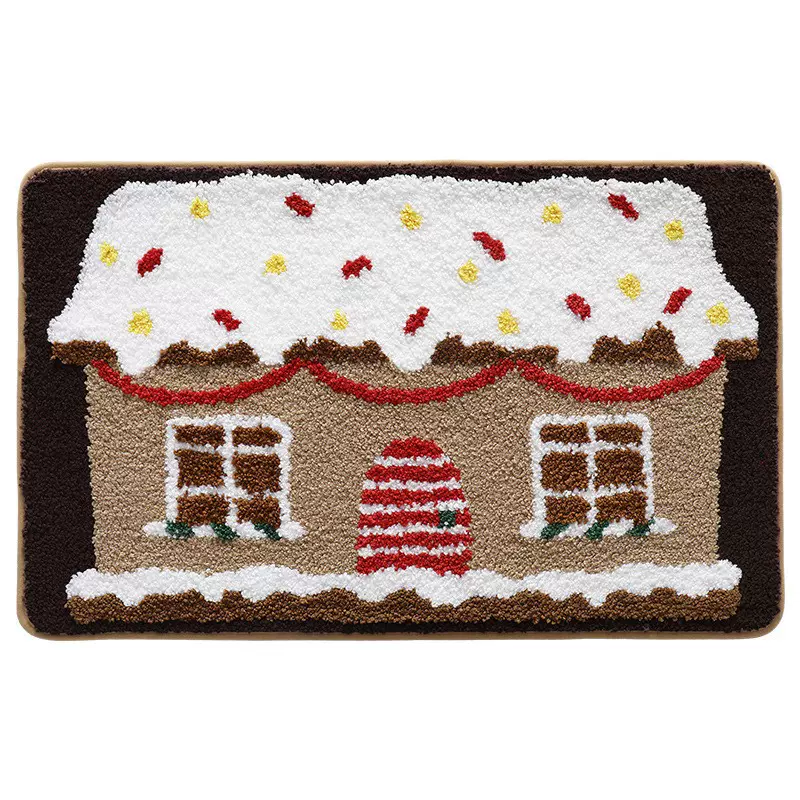 跨境甜蜜姜饼屋仿羊绒地垫吸水浴室床边毯防滑地垫耐脏耐磨脚垫