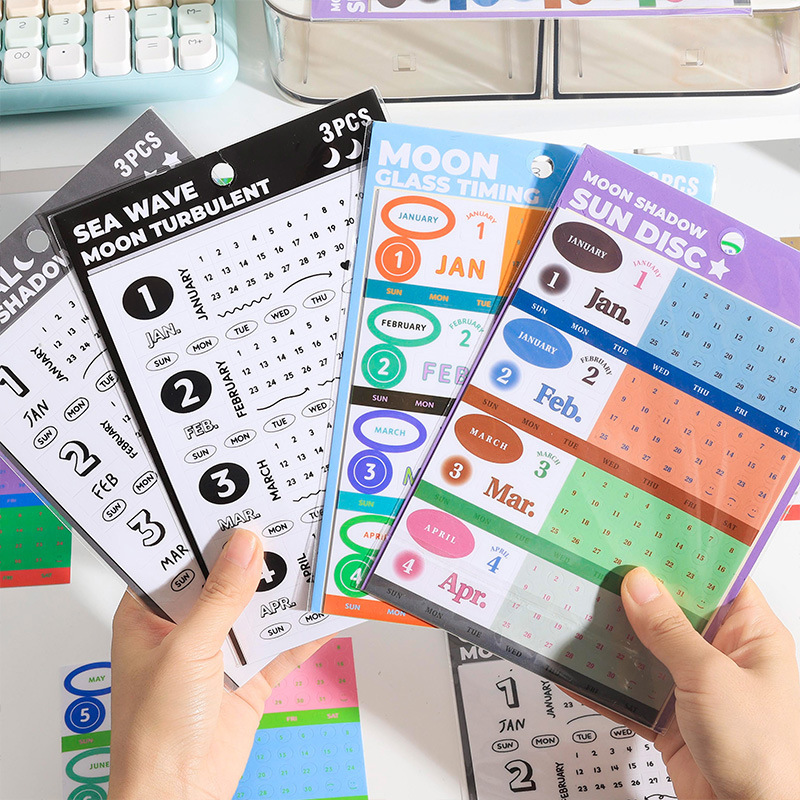 Calendario perpetuo fecha impermeable pet niebla cara pegatinas diy calendario mes pegatinas de fecha transfronterizas pegatinas