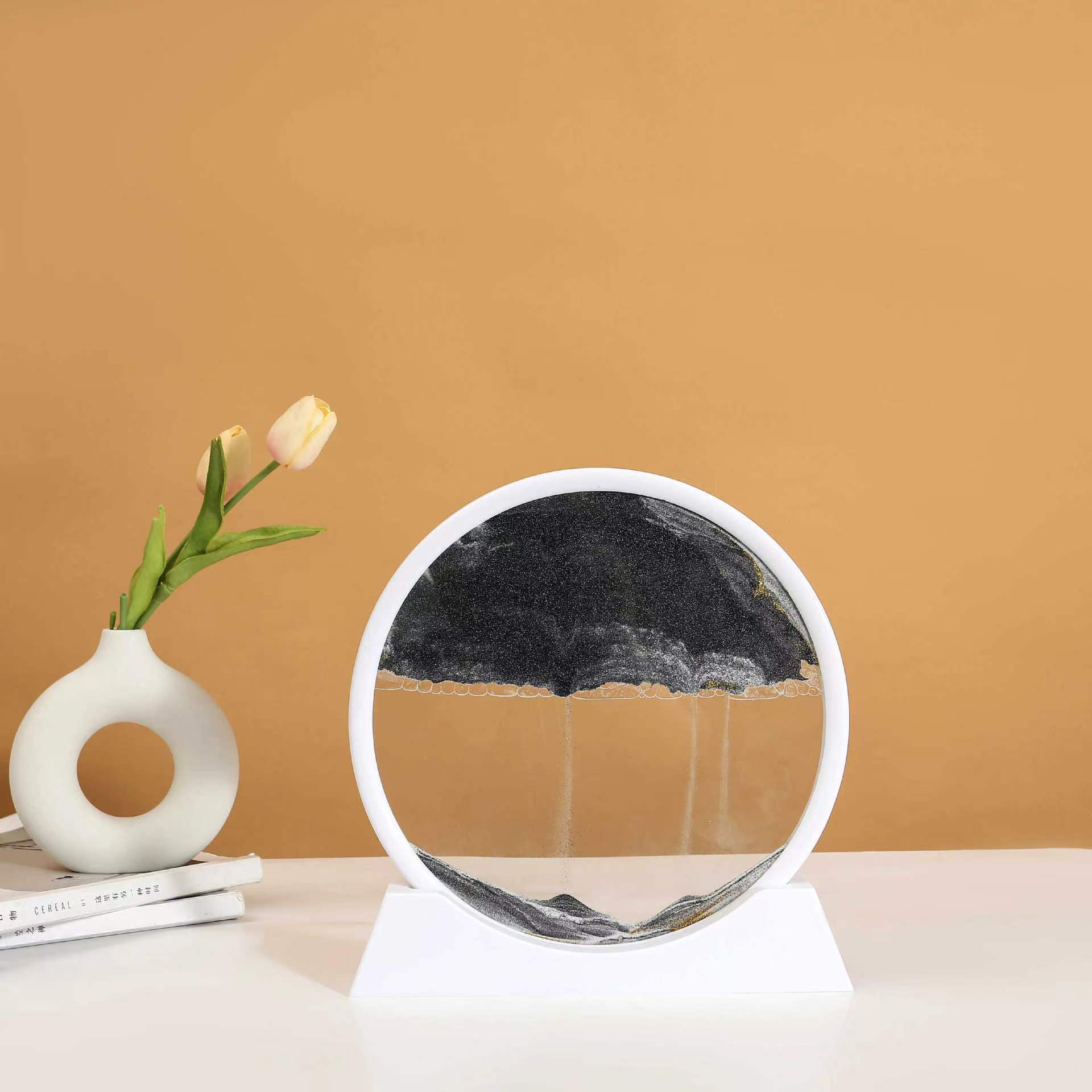 7inch white frame black sand [diameter 18cm ]—diy material package