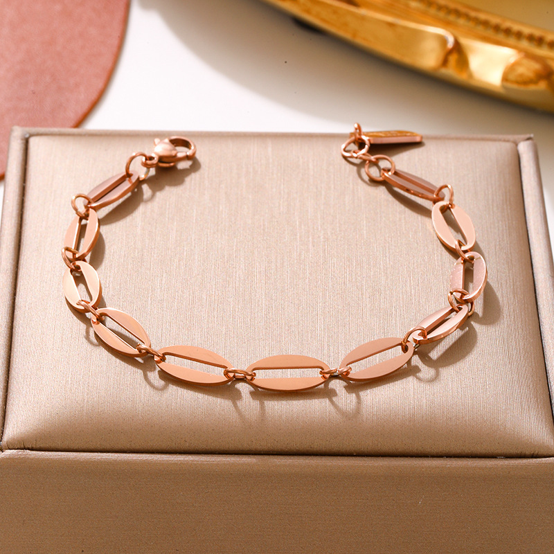 European and American Cross-Border Hot-Selling Good Luck Brand Titanium Steel Non-Fading Bracelet Ins Style Geometric Stylish High-End Simple