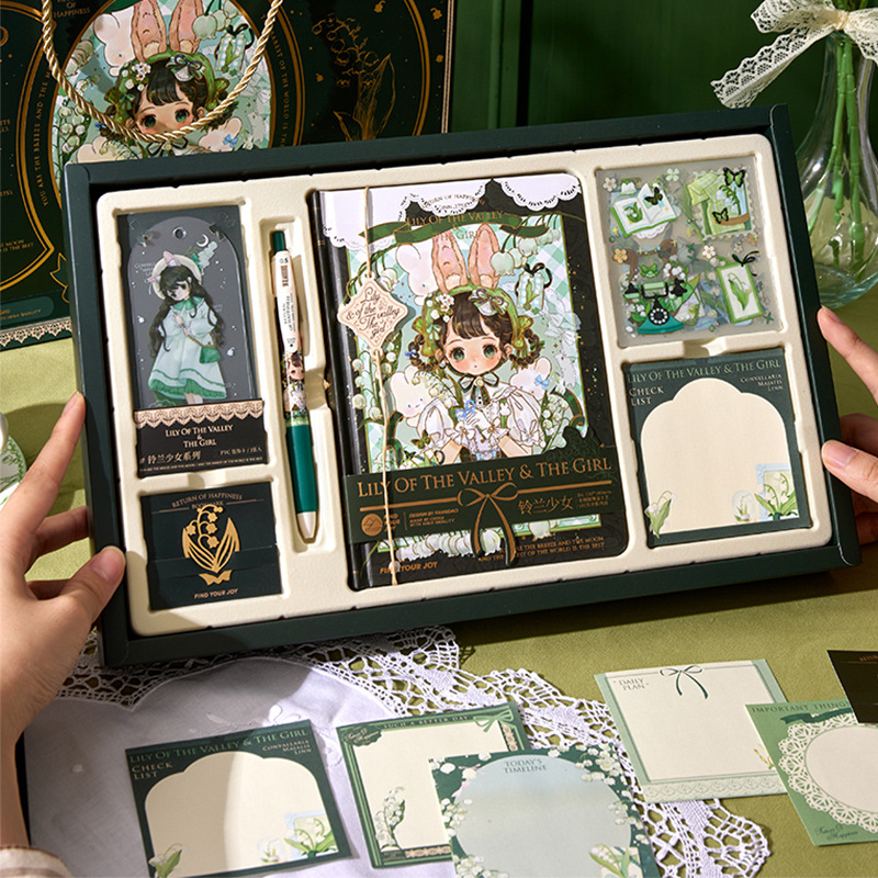 網紅手賬本套裝禮盒女生可愛筆記本禮物創意文具材料手帳素材禮包