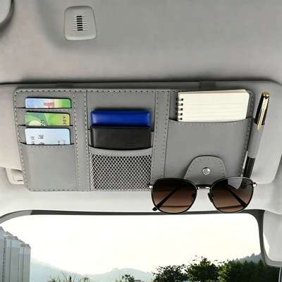 Multifunctional Driver's License Storage – Car Glasses Clip/Bill Clip - gray-regular-style