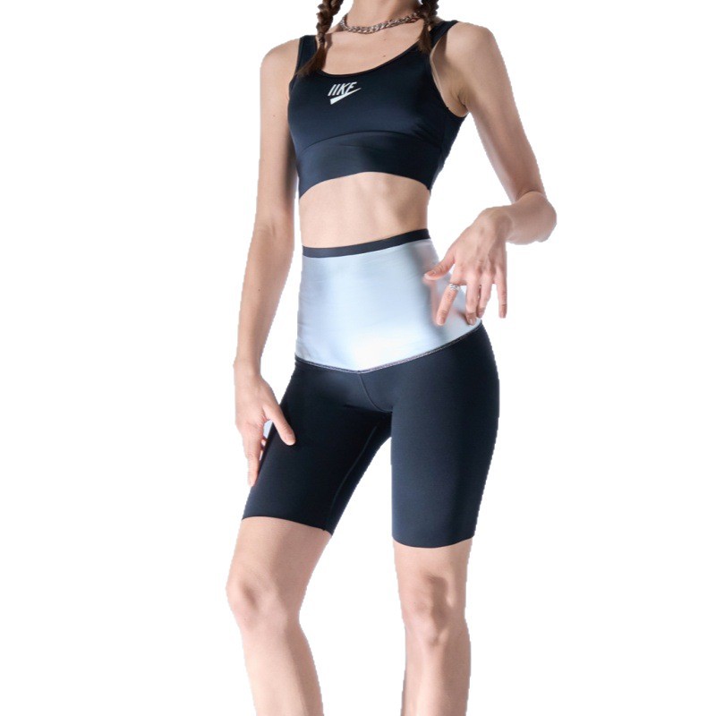 Pantalones de sudor de cinco puntos para mujeres deportes quema grasa adelgazamiento cintura alta abdominal leggings