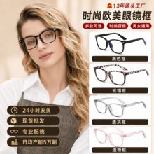 复古高级感素颜平光镜女小黑框中古风近视眼镜框架跨境小方框眼镜