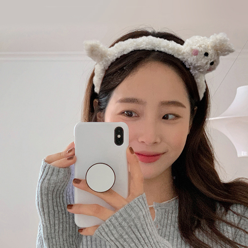 Diadema de peluche lindo gatito mujer Otoño e Invierno antideslizante pelo no herido moda dibujos animados oso muñeca diadema horquilla tocado