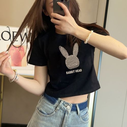 Women's Short Sleeve T-Shirt with Shoulder Design - 2025 Summer Fashion, Unique and Stylish for a Slimming Fit - Short Length Top