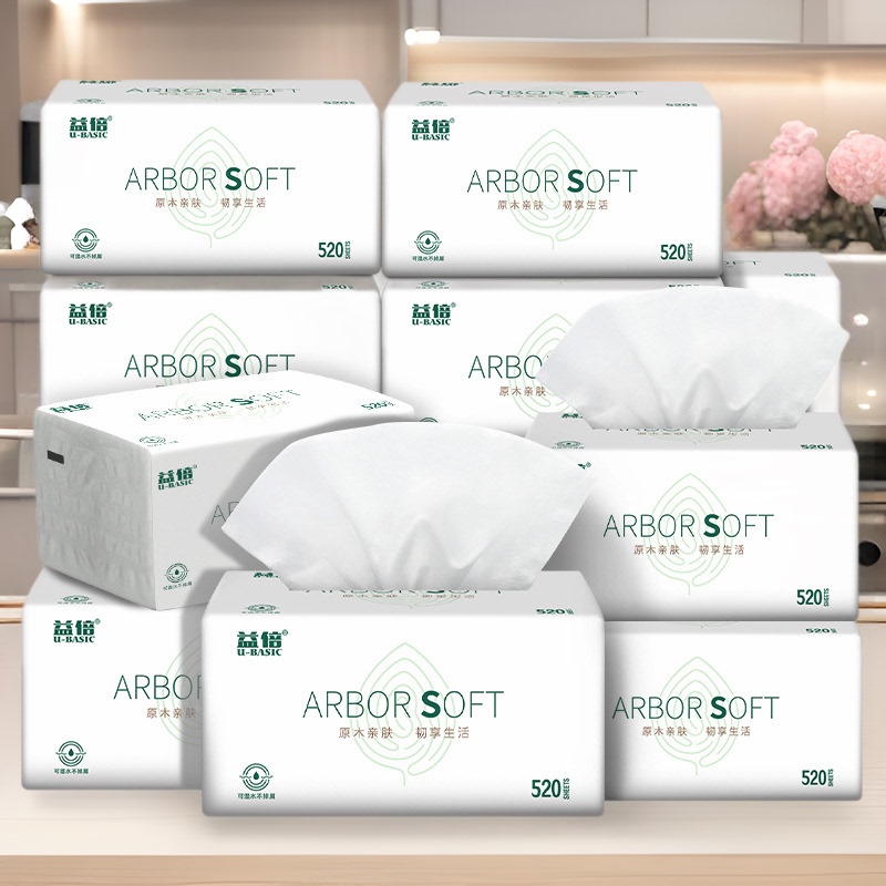 Yibei Tissue Paper 520 Sheets 16 Packs Large Pack of Paper Towels Household Tissue Paper Wholesale Wettable Wet and Dry Household Pack