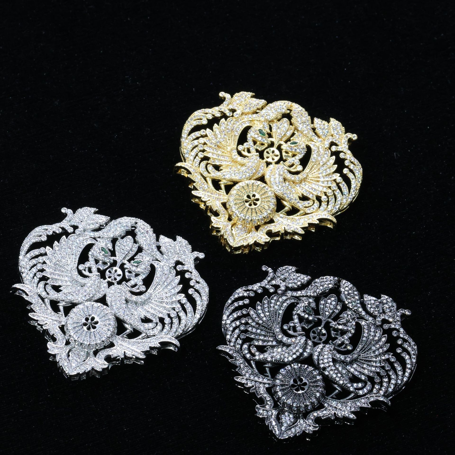 Minli Jewelry 2025 New Phoenix Pearl Tassel Brooch Pure Copper Electroplated Zircon Brooch Wholesale