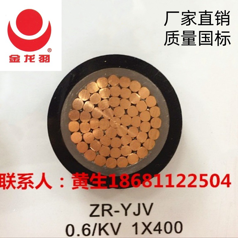 金龙羽电线电缆VV/BVV1*400平方阻燃双塑多股铜芯国标正品ZC-YJV