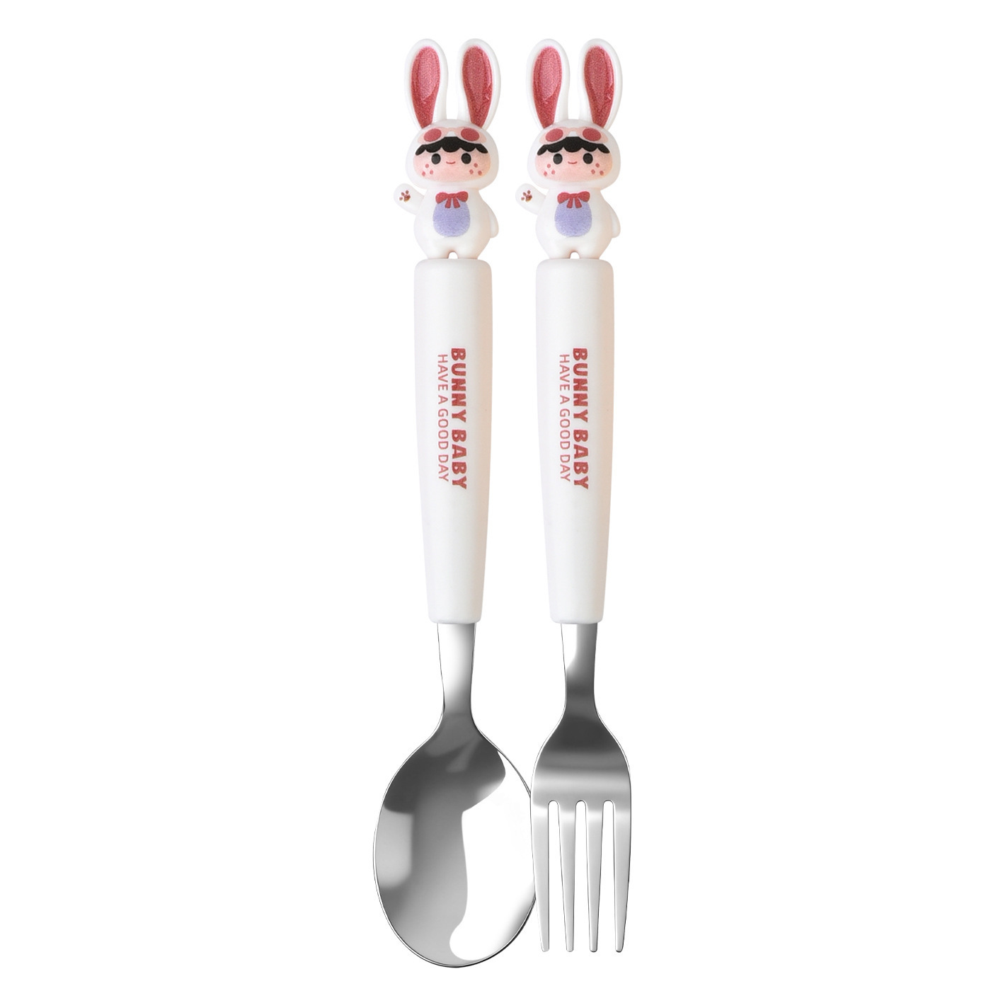 Animal encantador portátil para llevar estudiantes cucharas de comidas dormitorios escolares cucharas de cubierta de cubierta set