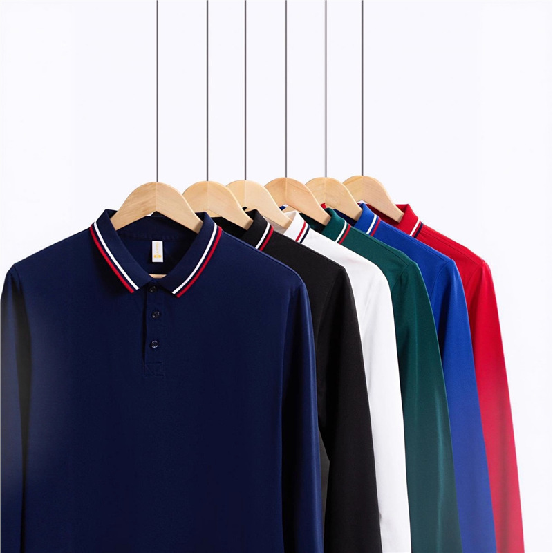 Primavera y otoño transfronterizos polo, ropa de trabajo de manga larga, logotipo impreso personalizado, camiseta de bordado, camiseta de comercio exterior, camiseta de publicidad para hombres y mujeres