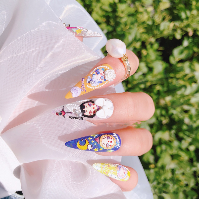 Popular en línea populares pegatinas de uñas muñeca mágica payaso 5d alivio avanzado tridimensional dibujos animados lindo fototerapia uñas pegatinas