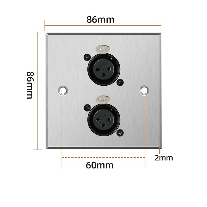 美式86型面板单双卡侬头3芯插头 话筒麦克风调音台音频卡侬公母板