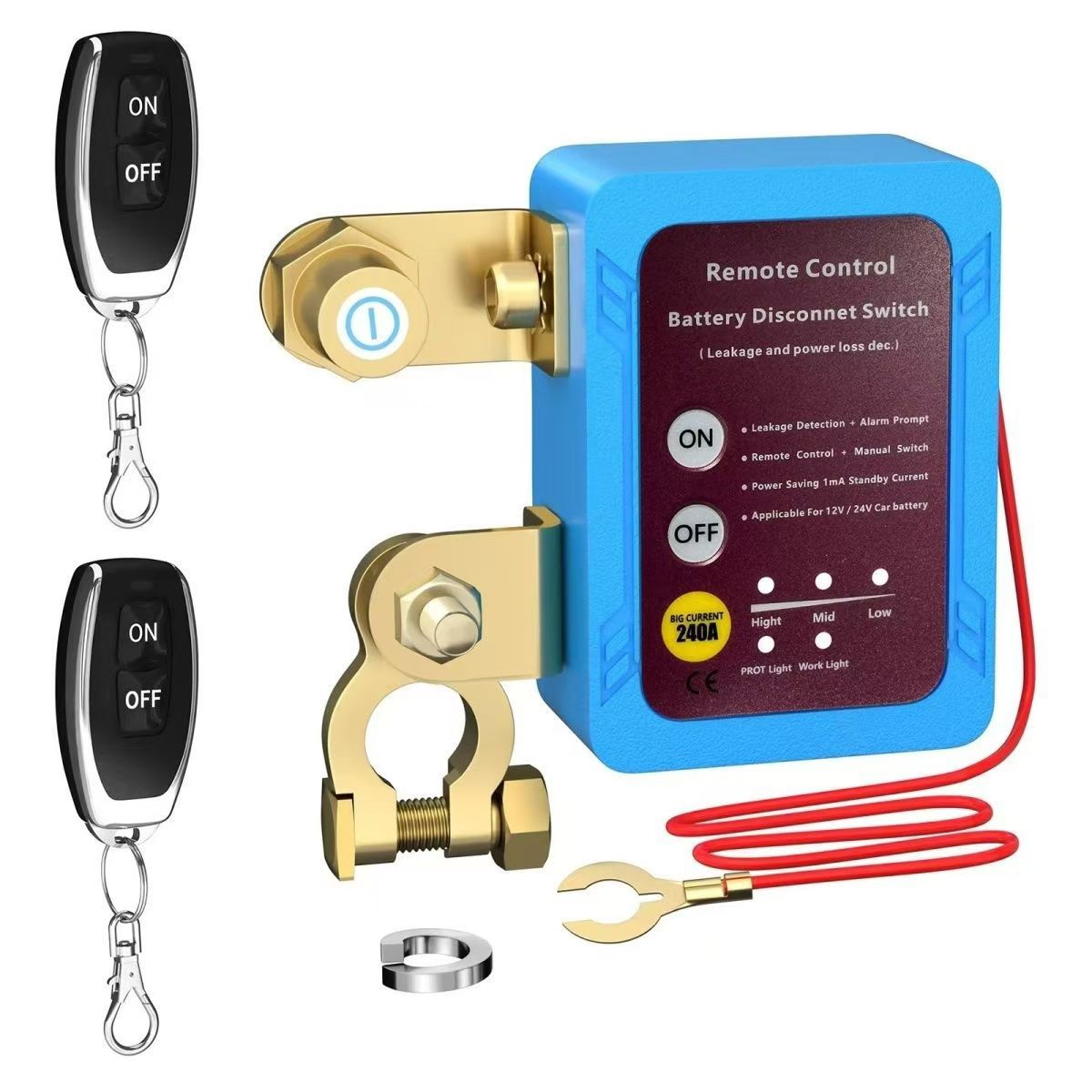 Universal 12V24V High-Current Car Battery Power-Off Switch, Anti-Drain Protection, Intelligent Remote Control Switch for Cars