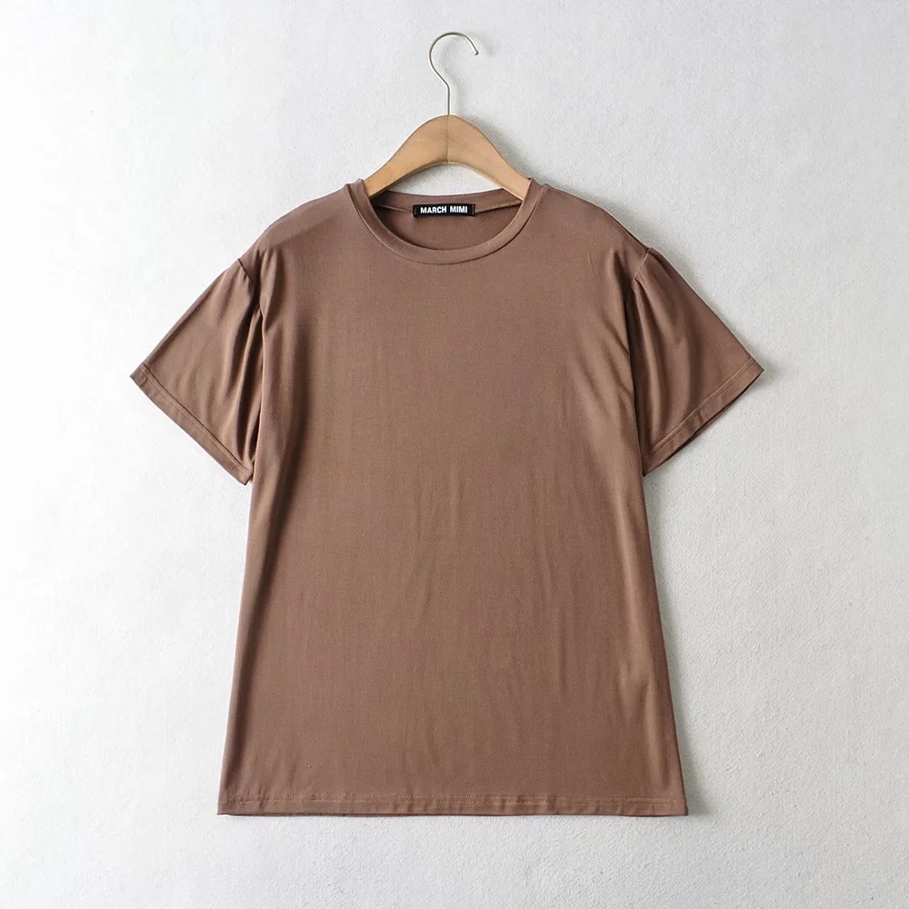 stretch cotton pure color short-sleeved T-shirt  NSAC50764