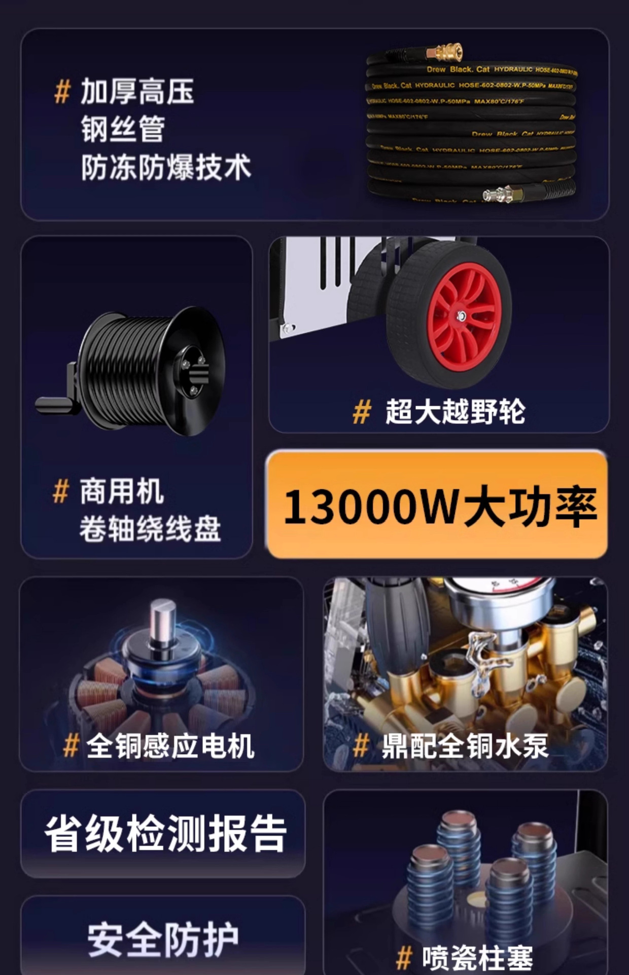 High-Pressure Car Washing Machine 220V Household High-Power High-Pressure Water Gun Trolley-Type Floor Cleaning and Car Washing High-Pressure Cleaning Machine Wholesale
