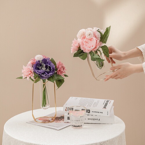Manufacturer wholesale dahlia peony bouquet artificial flower foreign trade fake flower export wedding home decoration GF16399