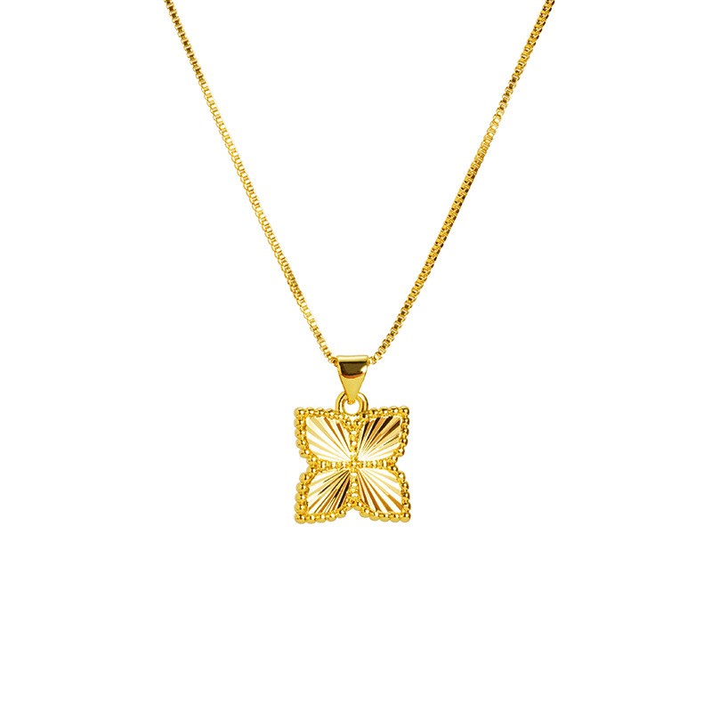 Anillo de collar de flores de cuatro hojas de oro vietnamita para mujeres de verano de alto nivel de lujo ligero conjunto de joyas de lujo auriculares al por mayor