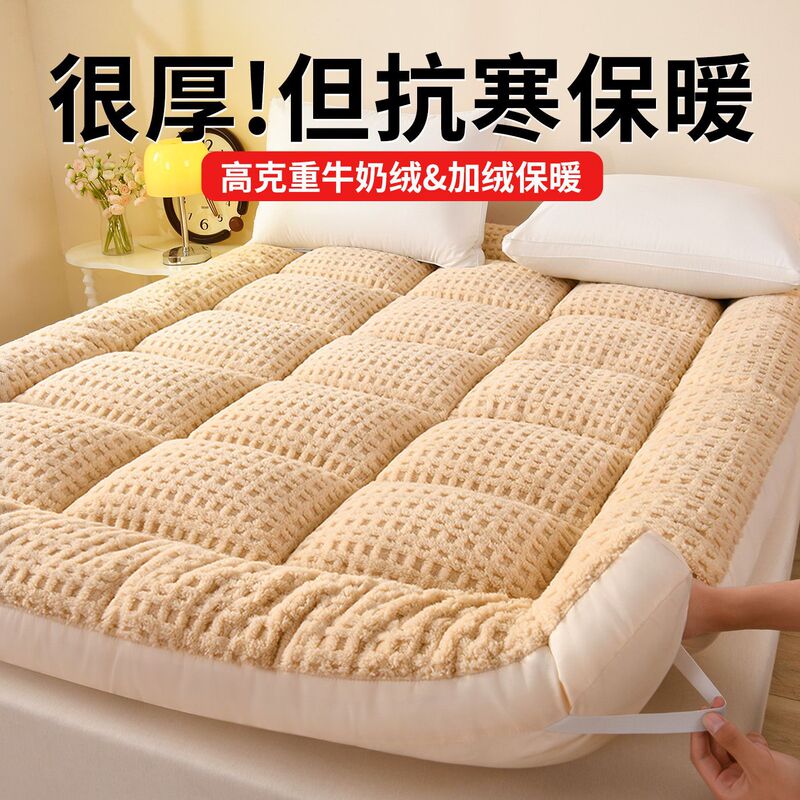 Autumn and Winter Milk Velvet Mattress Cover for Home Bedroom Single Thickened Fleece Bed Protector Warm Pad Bedding