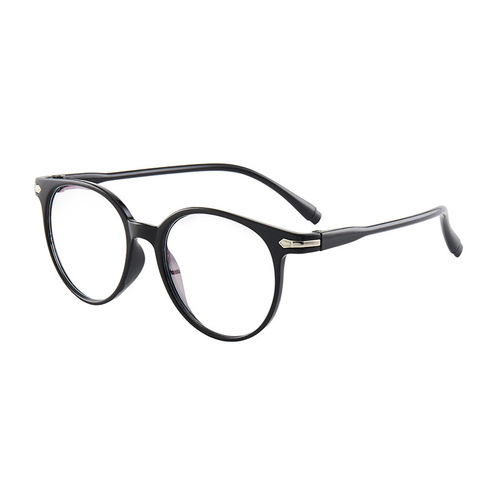  New Anti-Blue Light Plain Mirror Glasses for Women Korean Style Trendy Big Face Glasses Metal Embellished PC Frame Cross-Border